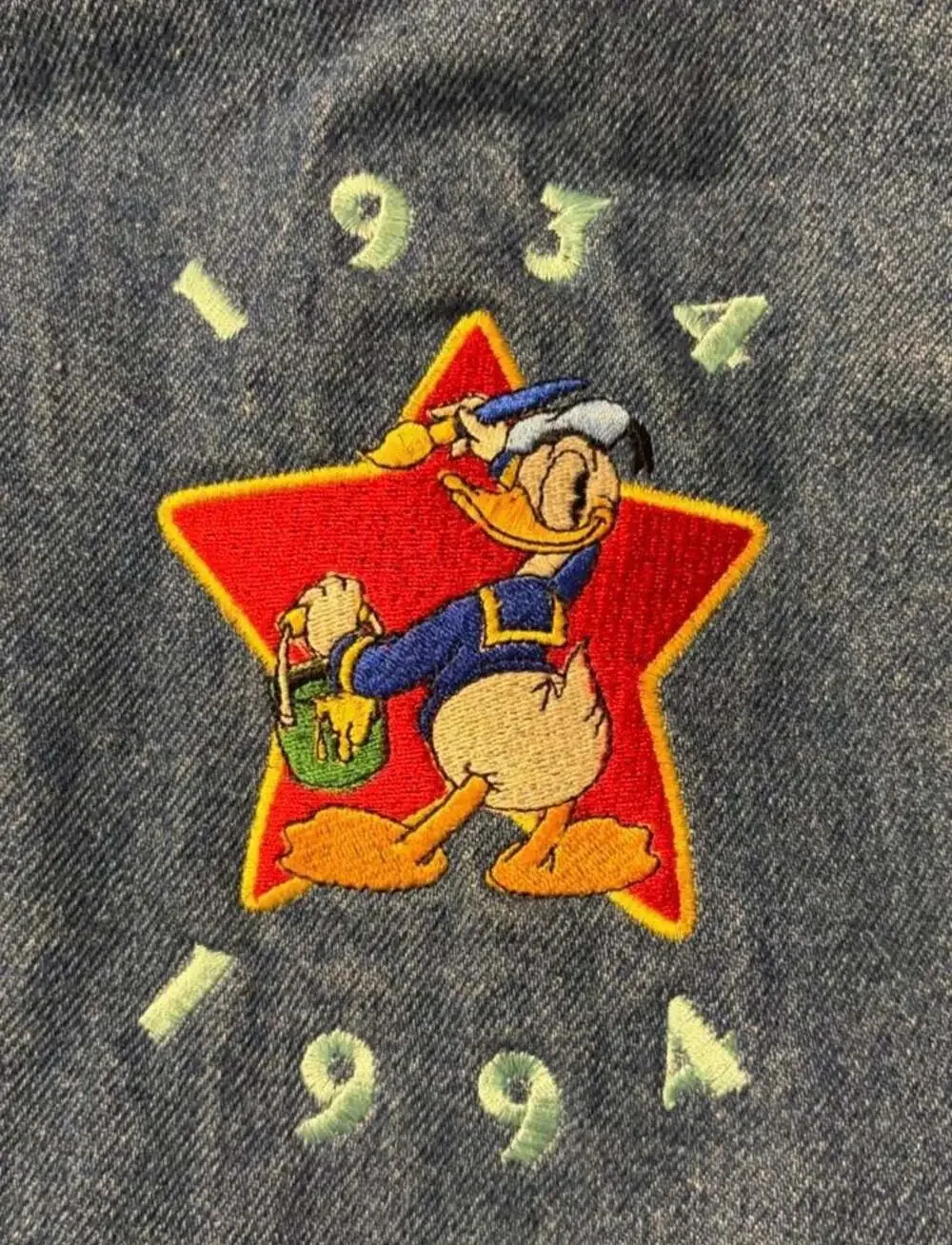1994 Disney Studio Editions Donald Duck 60th Anniversary Denim Varsity Jacket